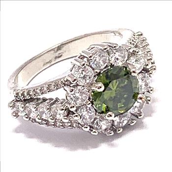 3.00ctw Peridot & Diamonique Diamond Ring Size 8