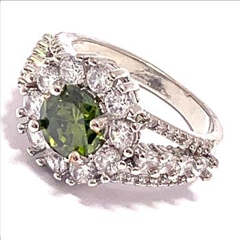 3.00ctw Peridot & Diamonique Diamond Ring Size 8