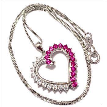 3.00ctw Ruby & Diamonique Diamond Heart Necklace in 18K Gold Overlay