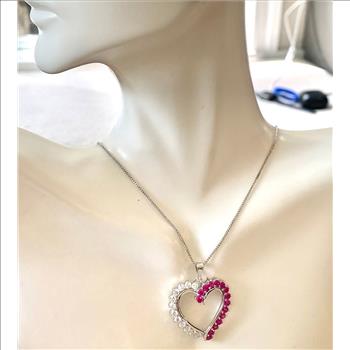 3.00ctw Ruby & Diamonique Diamond Heart Necklace in 18K Gold Overlay