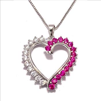 3.00ctw Ruby & Diamonique Diamond Heart Necklace in 18K Gold Overlay