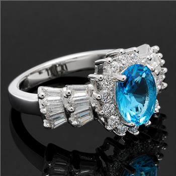 3.10ctw Blue Topaz & White Sapphire Ring