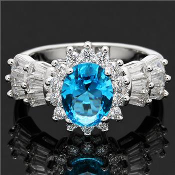 3.10ctw Blue Topaz & White Sapphire Ring