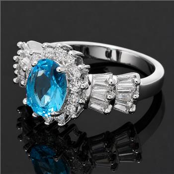 3.10ctw Blue Topaz & White Sapphire Ring