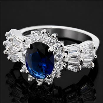 3.10ctw Blue & White Sapphire Ring Size 8
