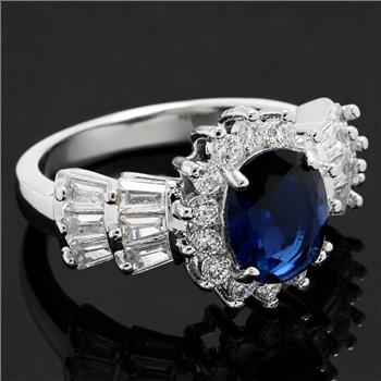 3.10ctw Blue & White Sapphire Ring Size 8