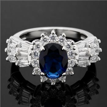 3.10ctw Blue & White Sapphire Ring Size 8
