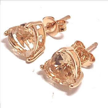 3.10ctw Golden Topaz Stud Earrings 18k Yellow Gold Ovr
