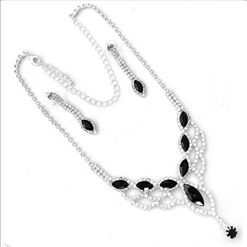 32.50ctw Black Spinel & CZ 18k Gold Overlay Necklace & Earrings