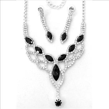 32.50ctw Black Spinel & CZ 18k Gold Overlay Necklace & Earrings