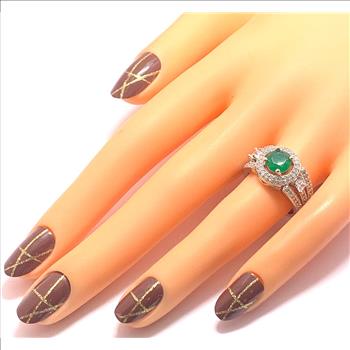 3.25ctw Emerald & Diamonique Diamond Ring