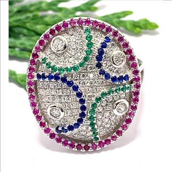 $329 Retail SAM & Co Design 2.00ctw Multicolor Stones Ring Size 7