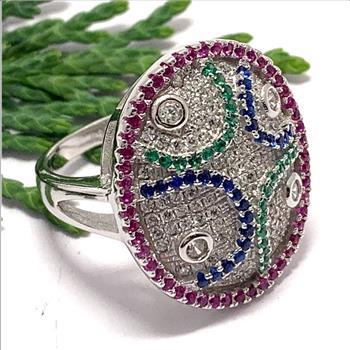 $329 Retail SAM & Co Design 2.00ctw Multicolor Stones Ring Size 7
