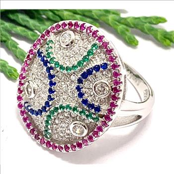 $329 Retail SAM & Co Design 2.00ctw Multicolor Stones Ring Size 7