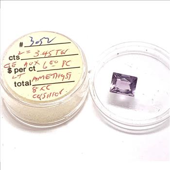 3.45 Natural Cushion Cut Amethyst Loose Gemstone 8mm x 6mm