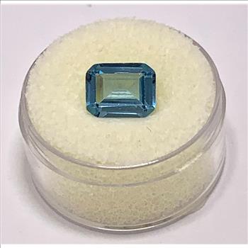 3.45ct Natural Brazilian London Blue Topaz Emerald Cut 8x10mm
