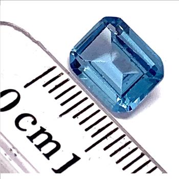 3.45ct Natural Brazilian London Blue Topaz Emerald Cut 8x10mm