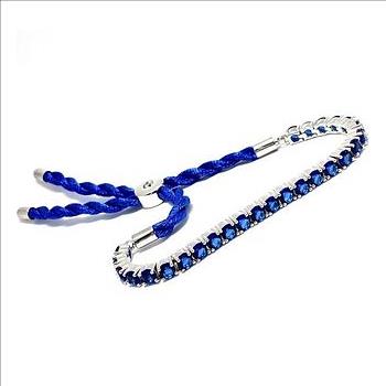 3.50ct 26x Sapphire & 1x Diamonique Bezel Set Tennis Bracelet (adjustable)