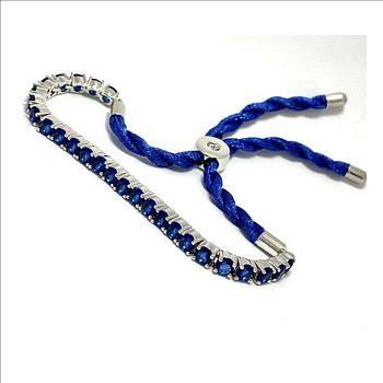 3.50ct 26x Sapphire & 1x Diamonique Bezel Set Tennis Bracelet (adjustable)