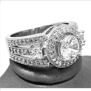 3.50ct Diamonique Diamond Engagement Ring Platinum Overlay