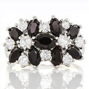 3.50ctw Dark Blue Sapphire & Diamonique Diamond Ring sz7