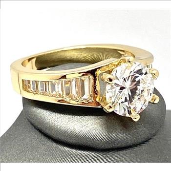 3.50ctw Round Brilliant Cut White Cubic Zirconia CZ Engagement Ring