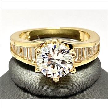 3.50ctw Round Brilliant Cut White Cubic Zirconia CZ Engagement Ring