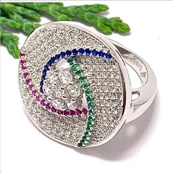 $359 Retail SAM & Co Design 3.00ctw Multicolor Stones Ring Size 7
