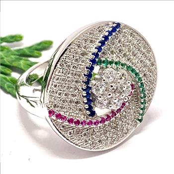 $359 Retail SAM & Co Design 3.00ctw Multicolor Stones Ring Size 7