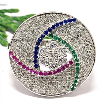 $359 Retail SAM & Co Design 3.00ctw Multicolor Stones Ring Size 7