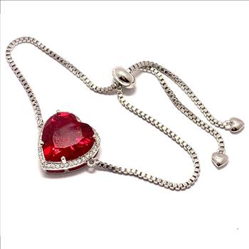 36.00ctw Ruby & Diamonique Diamond Adjustable Bracelet