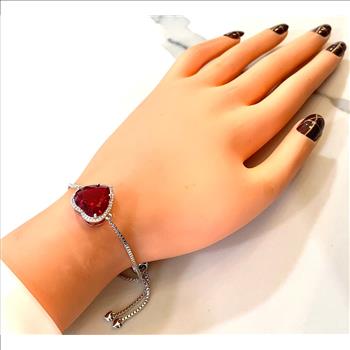 36.00ctw Ruby & Diamonique Diamond Adjustable Bracelet