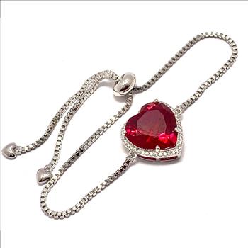 36.00ctw Ruby & Diamonique Diamond Adjustable Bracelet