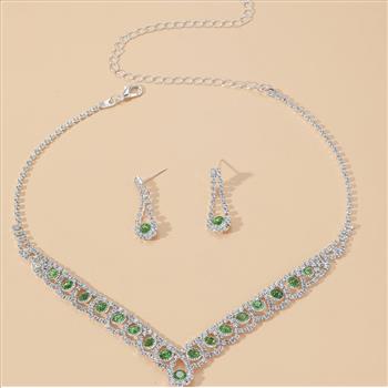 36.50ctw Peridot & CZ 18k Gold Overlay Necklace & Earrings Set