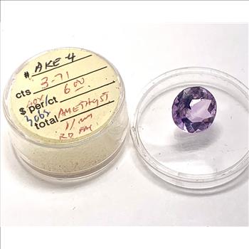 3.71ctw Natural Amethyst Loose Gemstone 11mm