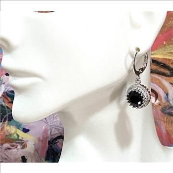 3.95ctw Black & White Sapphire Earrings