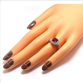4.00ctw Amethyst & Diamonique Diamond Ring