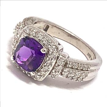 4.00ctw Amethyst & Diamonique Diamond Ring