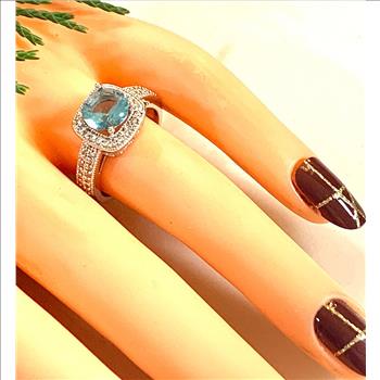 4.00ctw Blue Topaz & Diamonique Diamond Ring Size 8