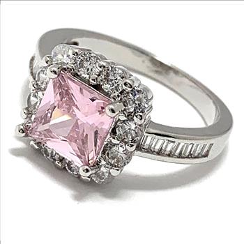 4.00ctw Diamonique Diamond & Pink Sapphire Ring