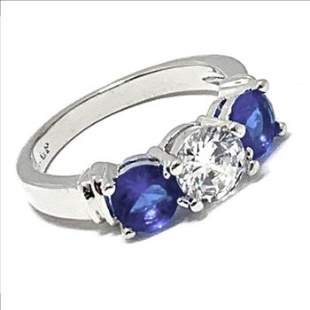 4.00ctw Diamonique Diamond & Sapphire Anniversary Ring