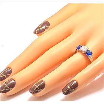 4.00ctw Diamonique Diamond & Sapphire Anniversary Ring