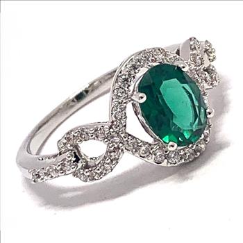 4.00ctw Emerald & Diamonique Diamond Ring