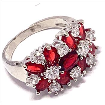 4.00ctw Garnet & Diamonique Diamond Ring Size 8