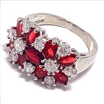 4.00ctw Garnet & Diamonique Diamond Ring Size 8
