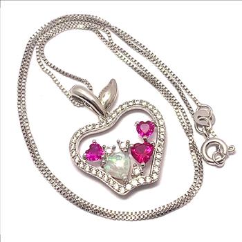 4.00ctw Opal, Ruby & Diamonique Diamond Necklace