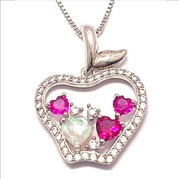 4.00ctw Opal, Ruby & Diamonique Diamond Necklace