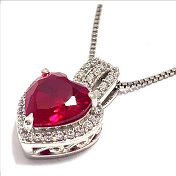 4.00ctw Ruby & Diamonique Diamond Heart Necklace in 18K Gold Overlay