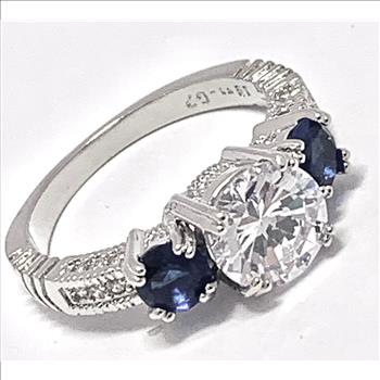 4.00ctw Sapphire & Diamonique Diamond Anniversary Ring Size 6.5