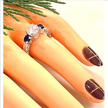 4.00ctw Sapphire & Diamonique Diamond Anniversary Ring Size 6.5